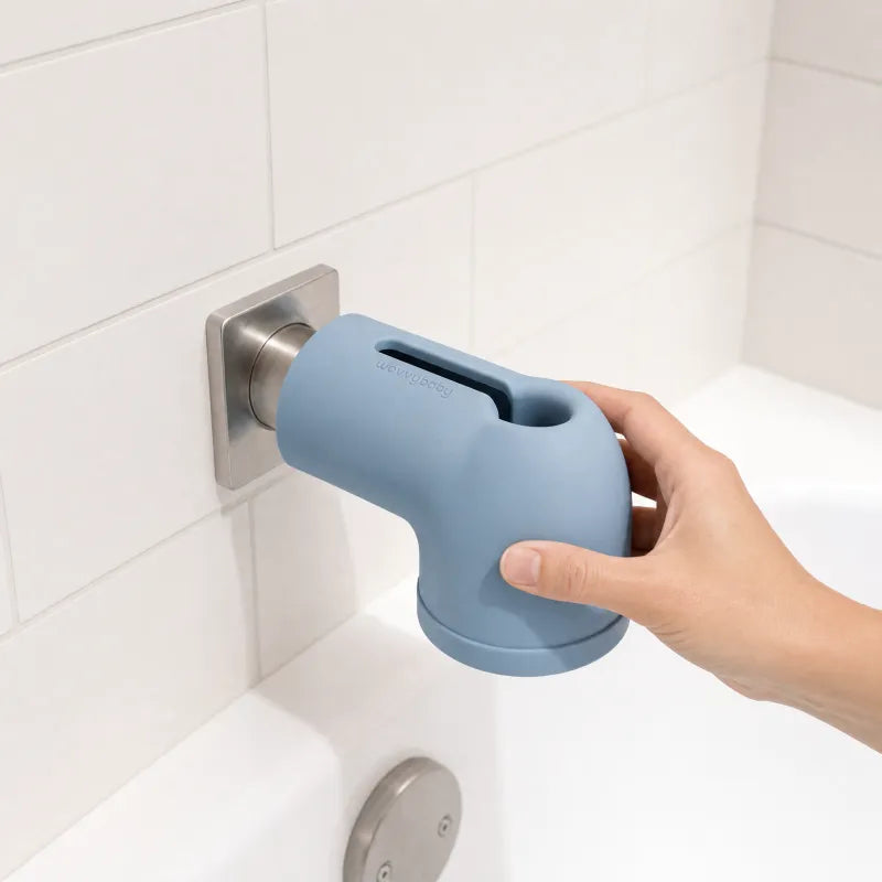 A standard bathtub spout before the filter goes on