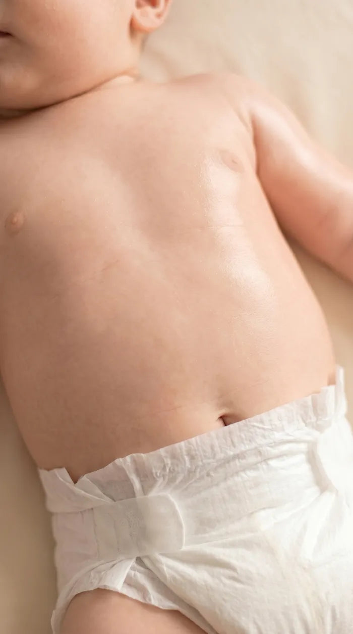 Illustration of calm, comfortable baby skin with filtered baths